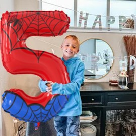 40 Inch Giant Spider Theme Number Foil Balloons Large Number 5 Balloons Kids Party Balloons Birthday Party Decorations Supplies Number 1-6 Available for Kids' Birthday Anniversary Party