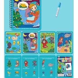 Quorlentis Magic Coloring Books for Kids, with Vehicles, Sea Life, Holiday Themes, Reusable Water Painting Activity Books (Fairy Tale)