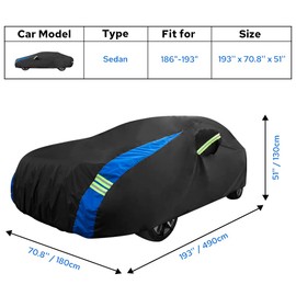 Avecrew Car Cover Waterproof All Weather for Automobiles, Outdoor Heavy Duty Full Exterior Covers for Sedan(186"-193")
