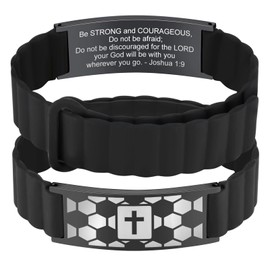 MEALGUET Soccer Gifts for Boys Son Coach Team Kids Player Silicone Bracelet Party Favors Religious Christian Cross Jewelry Gifts for Men Boyfriend,Be Strong and Courageous,Do not be Afraid Bracelets