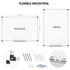 XBoard Magnetic Dry Erase Board 48 x 36 Inch, 4' x 3' Hanging White Board Silver Aluminum Frame Presentation Board for Home Office Classroom (Pack of 2)
