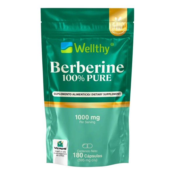 Berberina 100% Pura 180 Cápsulas Wellthy Sabor Sin Sabor