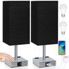 Soilsiu Set of 2 Bedside Table Lamp 3 Way Dimmable