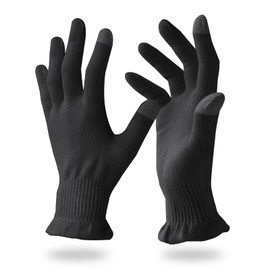 Migliore Wear 2 Pairs Cotton Gloves for Eczema with Touchscreen Fingers, Moisturising Gloves for Dry Hands, SPA, Hand Care, Eczema Gloves for Adults(Classic Black-S/M)