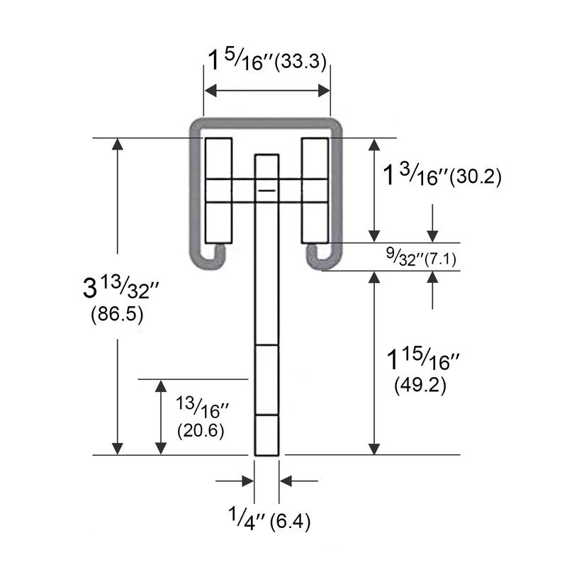 Trolley Assembly,2 Wheel Trolley Rollers for Use with 1-5/8" Wide
