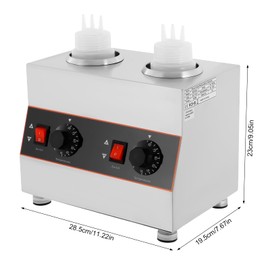 CRYBY 320W Electric Sauce Warmer, Chocolate Sauce Warmer Cheese Sauce Dispenser Warmer with 2 Squeeze Bottles, Hot Fudge Warmer Dispenser Jam Heat Preservation Machine, Single Bottle Capacity 0.14Gal