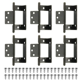 sourcing map 6Pcs Cabinet Hinges Full Inset, 3.4x1Inch Partial Wrap Long Axis Tip Hinge Vintage Semi-Wraparound Cover Cabinet Furniture Hinge with Screws, Bronze