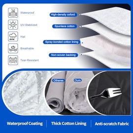 Motorcycle Covers Waterproof for Benda Napoleon 500 | Thickened Oxford Fabric Motorcycle Cover with Cotton Lining Outdoor Motorcycle Plan Hail Protection Dustproof Scratch-Resistant UV