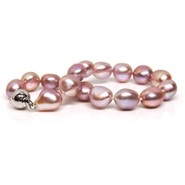 HinsonGayle AAA Handpicked 10-11mm Pink Baroque Freshwater Cultured Pearl Bracelet (Silver, 7.5 inch)