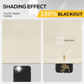 Yakamok 100% Blackout Curtains for Bedroom 84 Inch Length, Total Light Blocking Drapes with Black Backing, Thermal Insulated Solid Grommet Panels for Living Room, 2 Panels, 52Wx84L,Cream