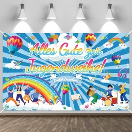TOPJOWGA Youth Consecration Decorative Banner, 180 x 110 cm Finally Adult Banner, Happy Youth Consecration Banner, Background Banner, Hanging Decoration, Banner Garland Decorations Girls Boys