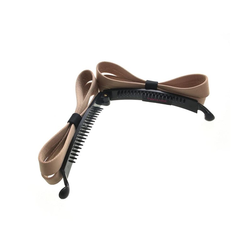 VINGTAINE H-421-BE Bi-Color Ribbon, Banana Clip, Beige, beige