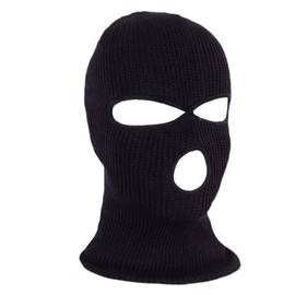 Kids 3 Hole Knitted Balaclava - Warm and Stylish Ski Face Mask for Cold Weather Black