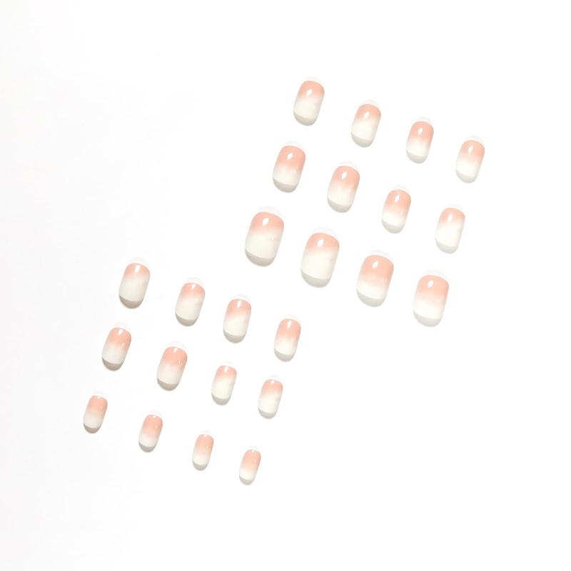 SEMTIM Nail Tips, 24 Pieces, Medium, Short False Nails, Short