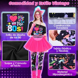 Lukovee Disfraz de los 1980 Mujers, 24 Conjunto de 80's Accesorios Adulto