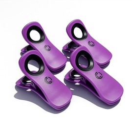 Core Clips Beach Towel Clips, 3" Stainless Steel Pool Towel Holder with 2.5" Large Opening Cruise Towel Clips for Loungers, Heavy Duty Clips for Boat & Beach, Set of 4 Big Clips - Purple