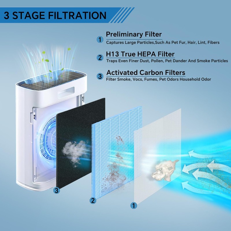 H13 HEPA Air Filter with Activated Carbon - 4 Packs