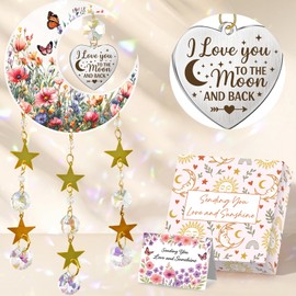 Joybble Birthday Gifts for Women, "I Love You" Gifts - Butterfly Crystal Suncatcher for Windows, Flower Moon Rainbow Crystal Suncatchers, Ideal Present for Wife or Husband, Valentines Gift