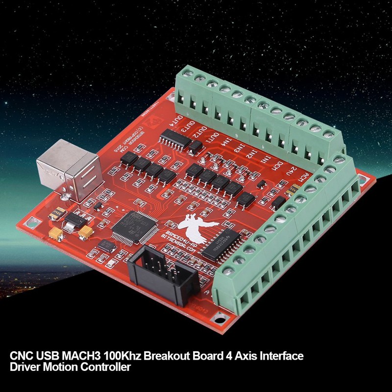 CNC MACH3 USB 4 Axis Motion Control Card, Interface Breakout
