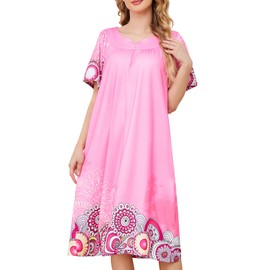 UDForsk Pink Mandala XXL Nightgown for Elderly Women & Grandma Ladies House Dress with Mumu Dresses