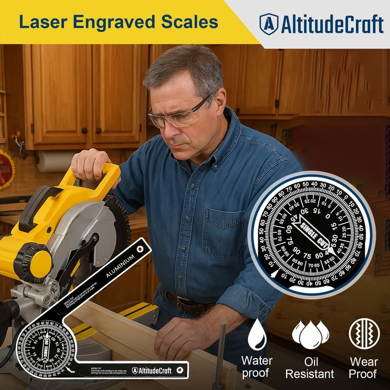 AltitudeCraft Precision Aluminum Miter Saw Protractor | 7.28-Inch Rust-Resistant Angle