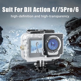 YaelHelens Waterproof Case for DJI Action 4/5/6, 60M Underwater Housing with Tempered Glass Screen, PC Material Diving Protective Case with Mount Adapter (YH-DJI-6)