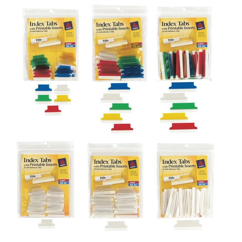 Avery 16219 Insertable Index Tabs with Printable Inserts, 1, Assorted