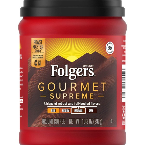 Folgers Gourmet Supreme Medium Dark Roast Ground Coffee, 10.3 Ounces