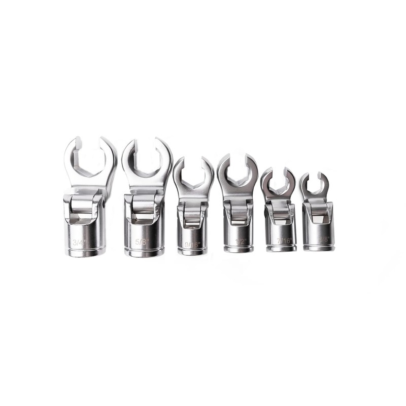 4LIFETIMELINES 3/8" Drive Crow's Feet Adjustable Flare Nut Sockets, 6