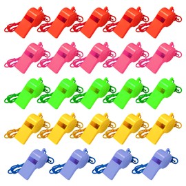 TAFACE 24 Pieces Colourful Whistle Cheering Whistle Kids Training Sports Whistle with Lanyard Suitable for School Competition Team Game Holiday Party