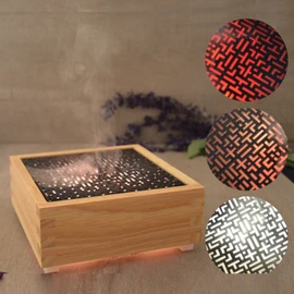 Zen'Arôme - Diffusor Kaori - Luftbefeuchter für ätherische Öle - Ultraschall-Aromatherapie-Vernebler - Elektrische Duftlampe in Naturholz-Design mit LED-Beleuchtung und automatischer Abschaltung