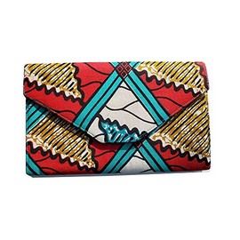 Dupsie's Red, Turquoise, white African Print Clutch Purse