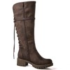 GLOBALWIN Women’s Brown Lace Up Back Boots Knee High Boots