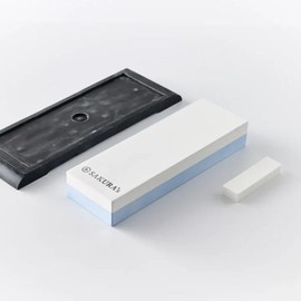 SAKURA's Whetstone Set, Made by Sakura Restaurant, Whetstone Set, For Beginners, Double-Sided 6000 #1000, Facing Face, Correction Whetstone with Rubber Base