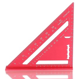 DOYUKY 7 Inch Carpenter's Square, 180 mm Metric Triangular Ruler, Red Triangle Ruler Made of Aluminium Layout Measuring Tool for Carpenters, Carpenters, Engineers