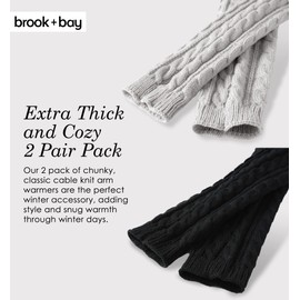 Brook + Bay Calentadores de brazo de punto, Negro, Gris, Talla única