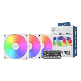 MONTECH GF120 V2 ARGB 120mm Case Fan – Sleek & Minimalist Design, High Airflow, Hydraulic Bearing, Quiet Performance, Vibrant ARGB Lighting, 3 in 1 Pack with 6X6 Fan Hub,White