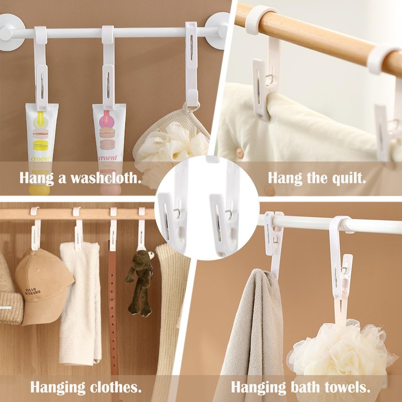Realand 10pcs Large Clothes Pins with Hooks - Sturdy Laundry