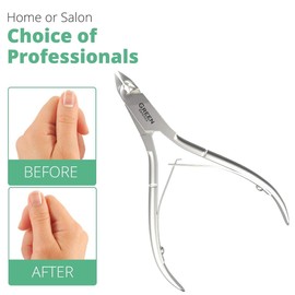 Cuticle Trimmer with Cuticle Pusher Professional Stainless Steel Cuticle Cutter Sharp Blades Double Spring Cuticle Nippers for Nail Care (Silver Nipper - Pack of 4)