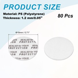 PATIKIL 18mm/0.71" Foam Lid Liner, 80Pcs Adhesive Round PS Pressure Sensitive Seals, Cap Liners Resistant Tamper for Plastic Glass Jar Bottle Cap Canning Vials Seals