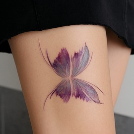 Purple Pearl Butterfly Tattoo Sticker Henna Halloween Party Festival 5ea