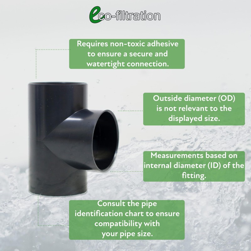 eco-filtration 56mm/2” Solvent Weld Tee Joiner – Durable PVC Pipe