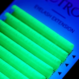 Colored Neon UV Eyelash Extensions Colorful Fluoresent Lash Extensions Easy Fan Yellow 0.07D 15MM Glow under UV Light Lash Mixed