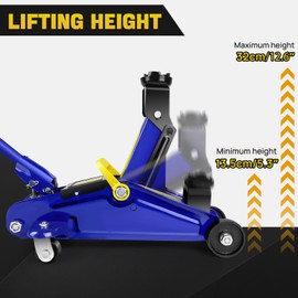 Floor Jack 2 Ton (4000 lb) Hydraulic Car Jack with Storage Case, Quick Rise with Safety Valve, Lifting Range from 5.5 Inch to 7.5 Inch, Fits Sedans Automotive - Blue