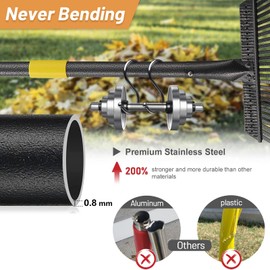 Garden Rake - Large Leaves Rakes for Gardening - 25 Metal Tines 18" Wide - 78" Long Handle Leaf Rakes for Lawns Heavy Duty for Yard Lawn Shrub Garden Beds