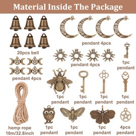 FREEBLOSS 4 Sets DIY Witch Bells Kit Animals Theme Witch Wind Chimes Windchimes Outdoors Witchy Home Decor Witch Decor Witch Bells for Door Knob for Protection Witch Craft for Beginners