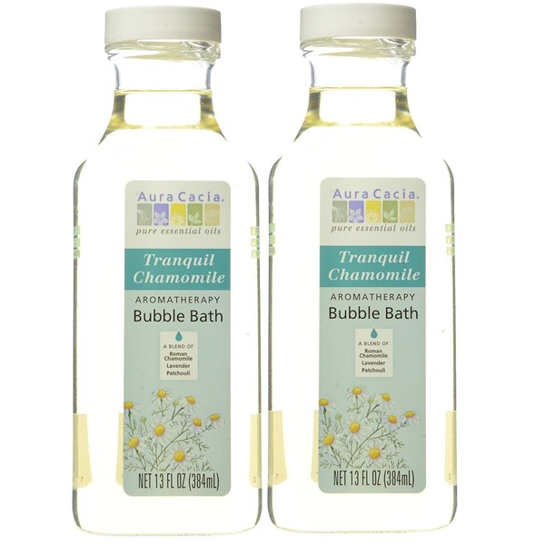 Aura Cacia Chamomile Aromatherapy Bubble Bath (Pack of 2) With Lavender and Patchouli, 13 fl. oz.