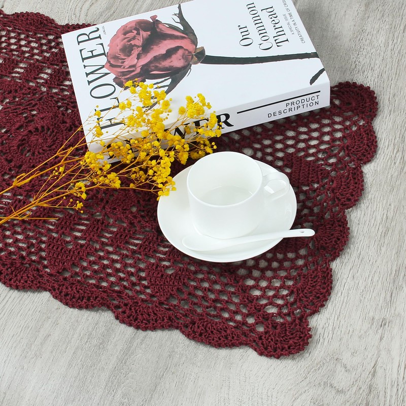 kilofly Handmade Crochet Lace Rectangular Table Runner 15 x 71