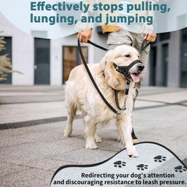 BARKLESS Sturdy No Pull Head Collar for Medium Large Dogs, Gentle Reflective Head Halter with Safety Link, Adjustable Nylon Dog Training Muzzle Leash for Walking Control (Black, L)