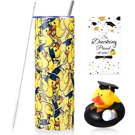 IWOLOMI 3 Pcs Graduation Gifts for Him, Her Graduation Rubber Duck 20 OZ Ducks Stainless Steel Tumbler with Lid and Straw Congratulation Greeting Cards for Gifts Class of 2025 Party Favors